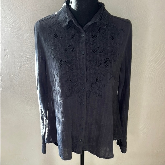 Free People Carter Dobby Embroidered Button Down Top Size S - Picture 1 of 11